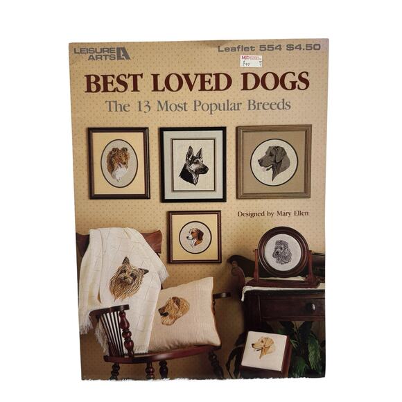 Vintage Best Loved Dogs Cross Stitch Pattern Book LEISURE ARTS 1987 13 Designs - Picture 1 of 3